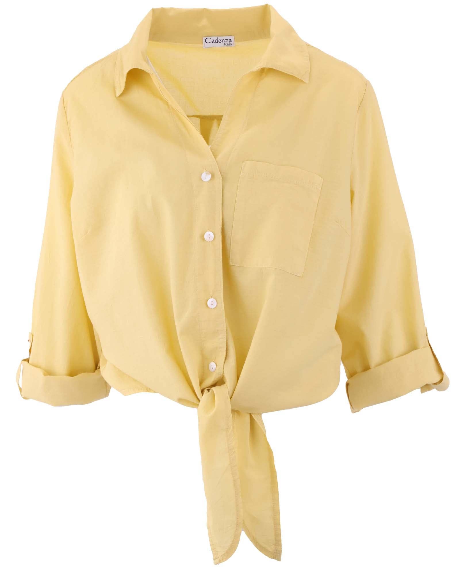 Cotton Tie Front Shirt: Sky