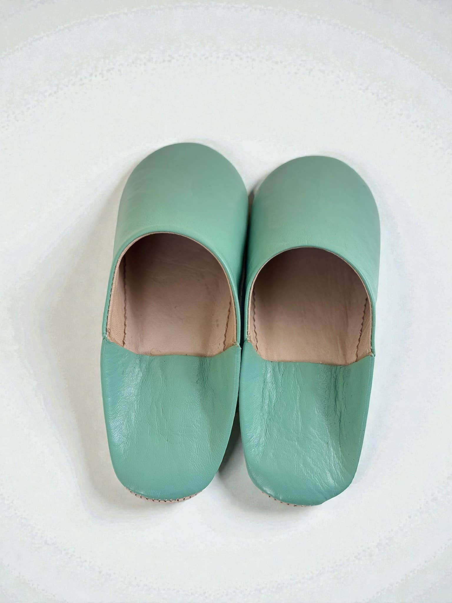 Handmade Moroccan Leather Slippers: Mint Green / UK 5 / US 6.5 / EU 38