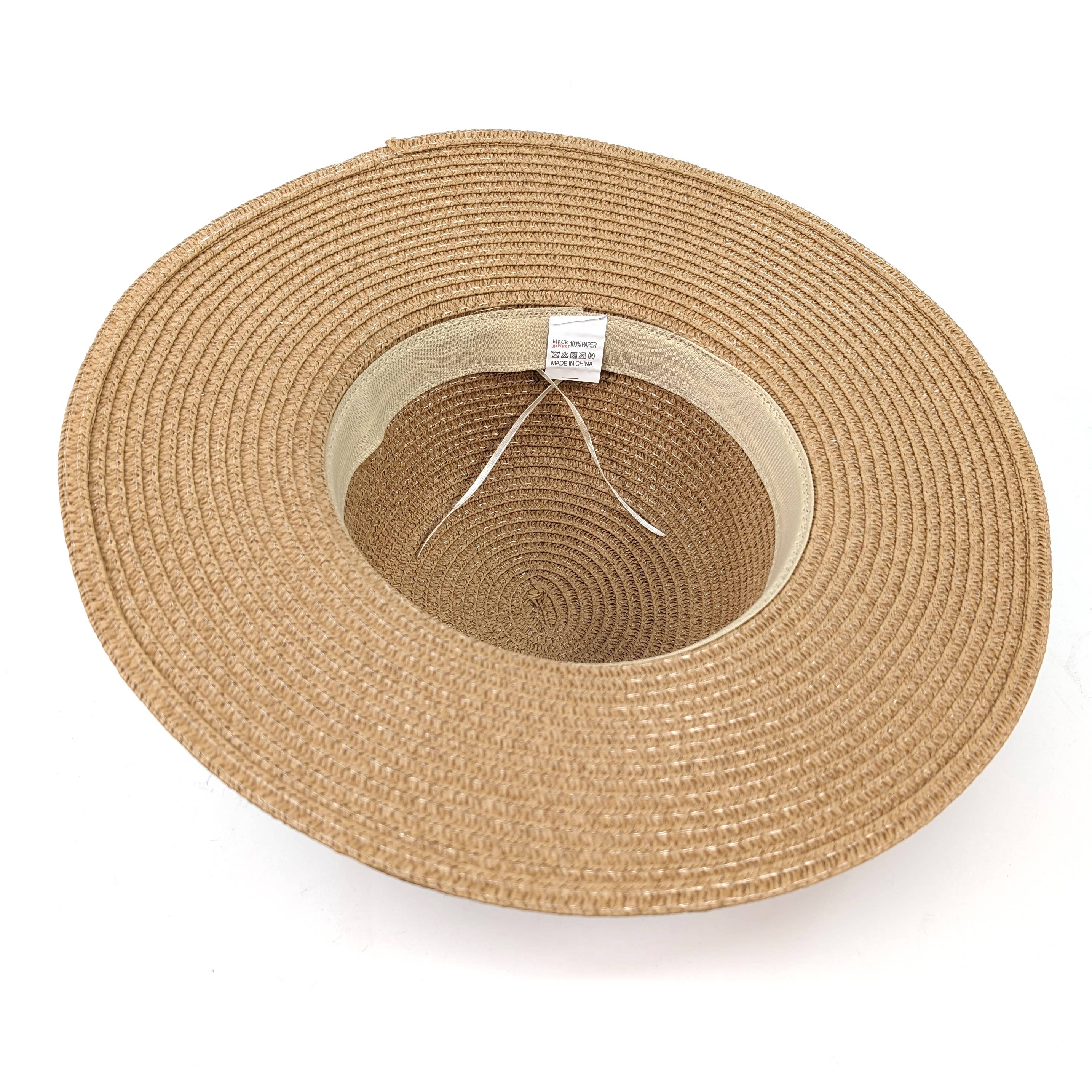 Gold Leaf Cloche Foldable Hat - Dark Natural (57cm)