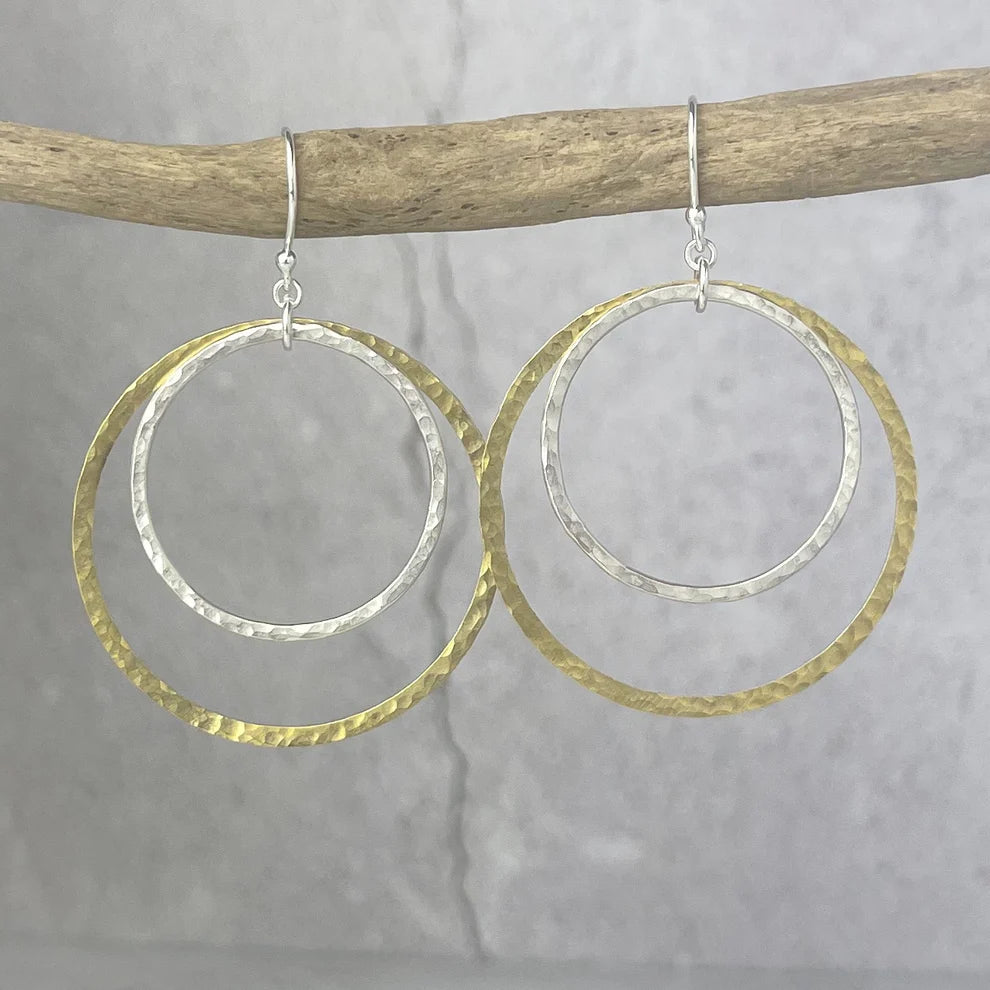 Brass & Silver Hoop Earrings