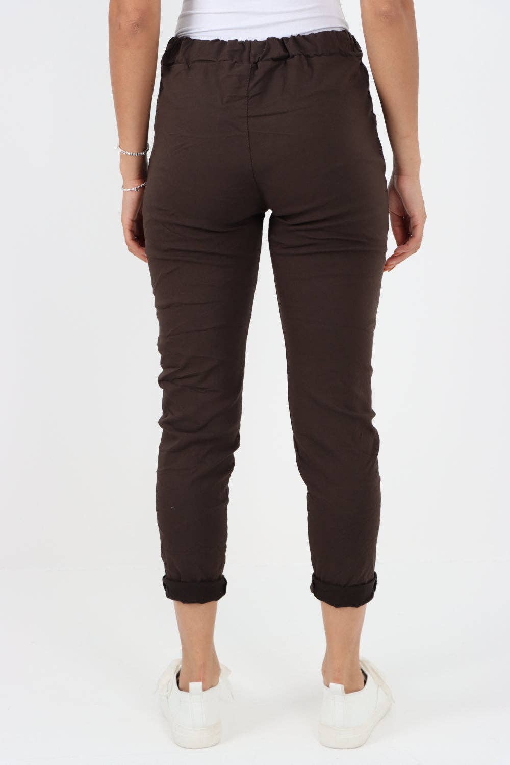 Womens Plain Magic Pants Italian Multi Colours: Beige / One Size (UK 10-14)