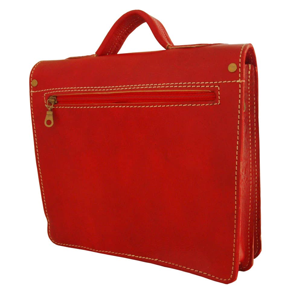 Leather Mini Satchel "The Casablanca": Red