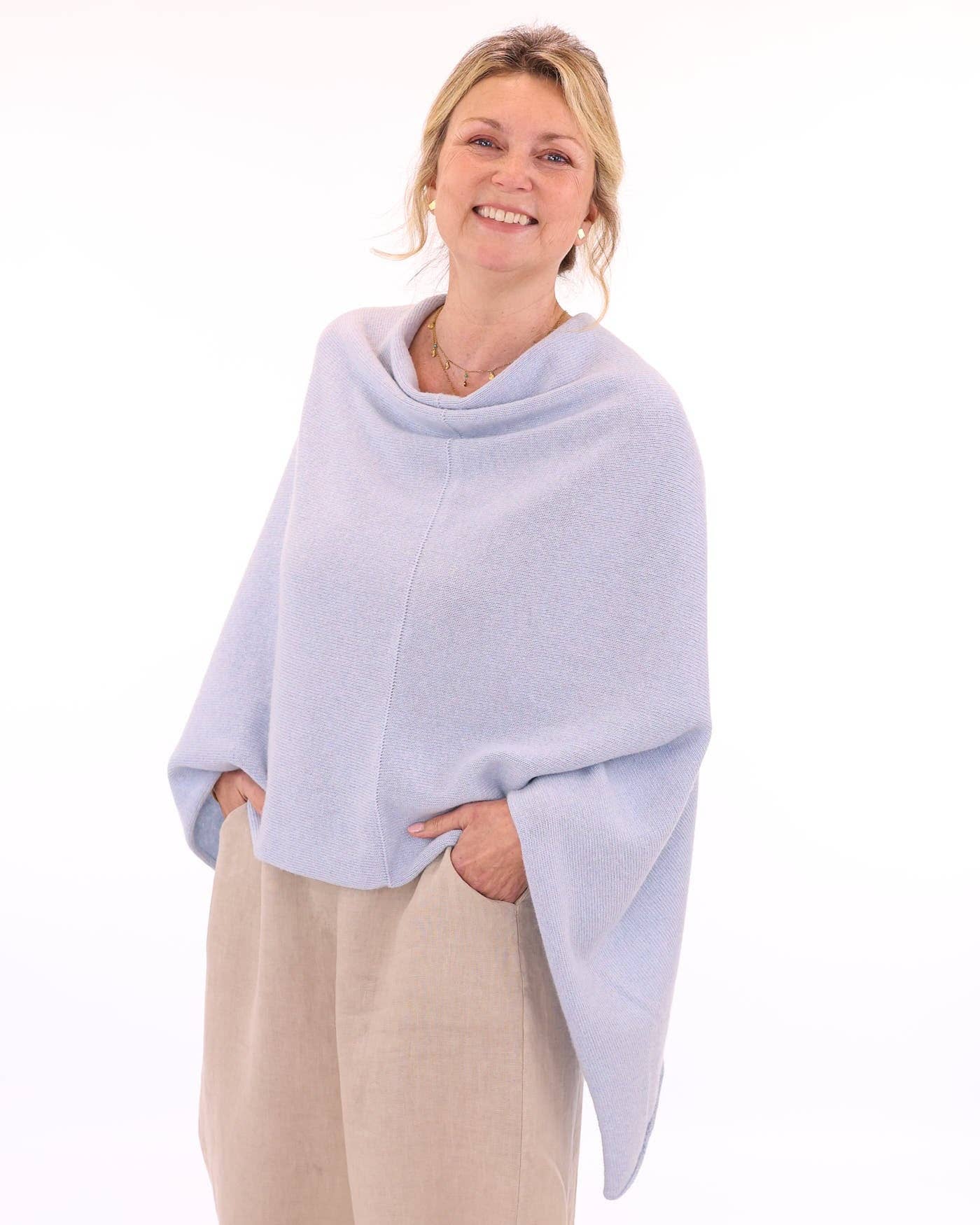 Cashmere Blend Poncho: Vintage Rose