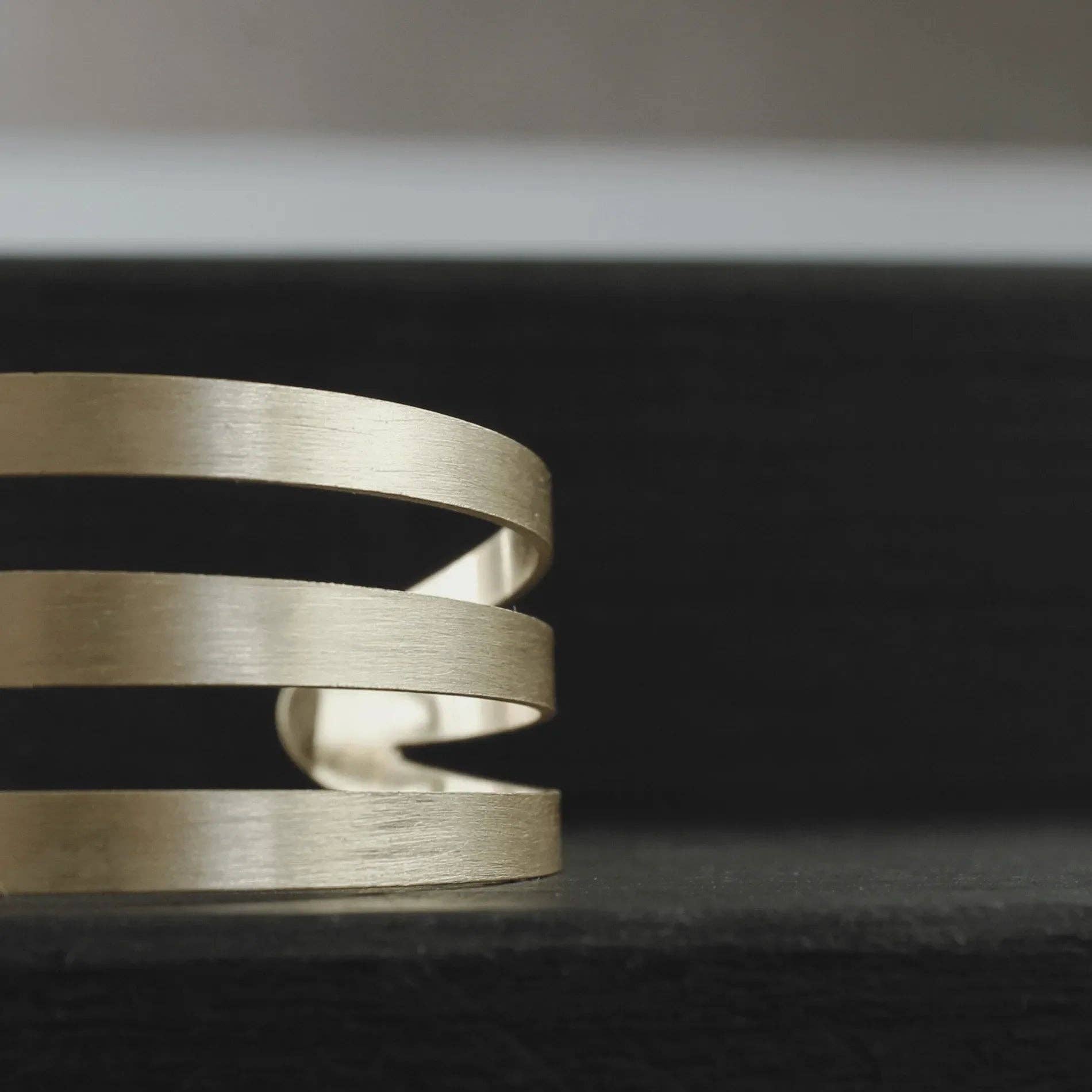 Theia 3 Rows Statement Cuff Bracelet Gold Plating