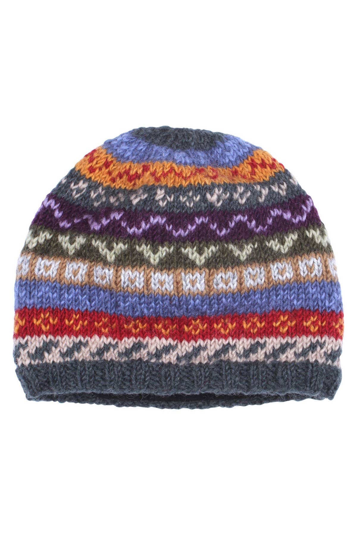Elveden - Knitted Wool Earthy Green Fair Isle Beanie Hat: One Colour