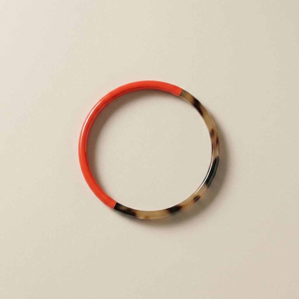 Zuri Set of three Slim orange and brown Natural Horn Bangles
