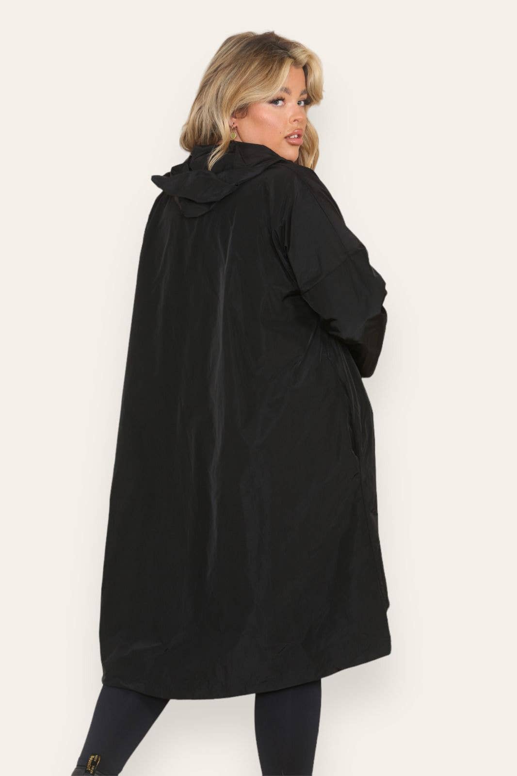 Oversized Hooded Rain Mac: Silver Grey / One Size To UK 16-24