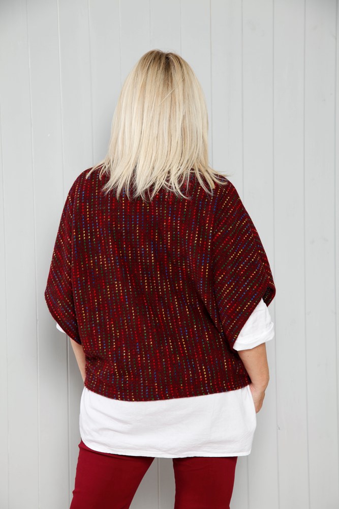 Plum Fleck Cowl Poncho Top