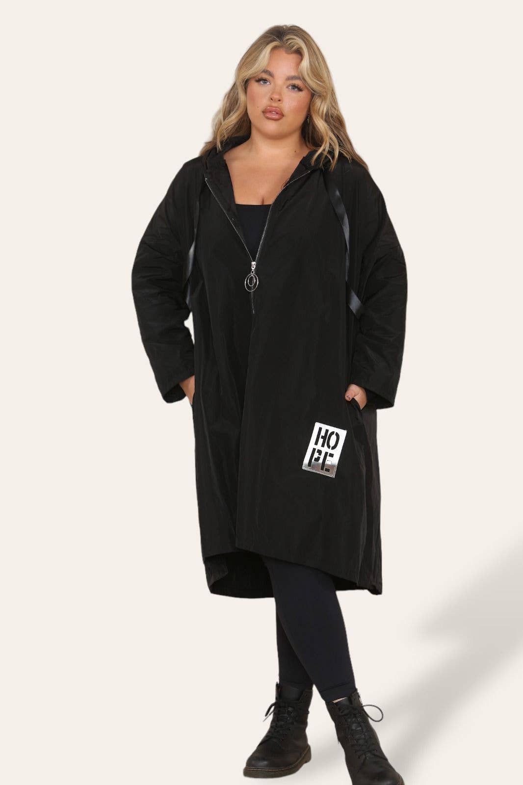 Oversized Hooded Rain Mac: Silver Grey / One Size To UK 16-24