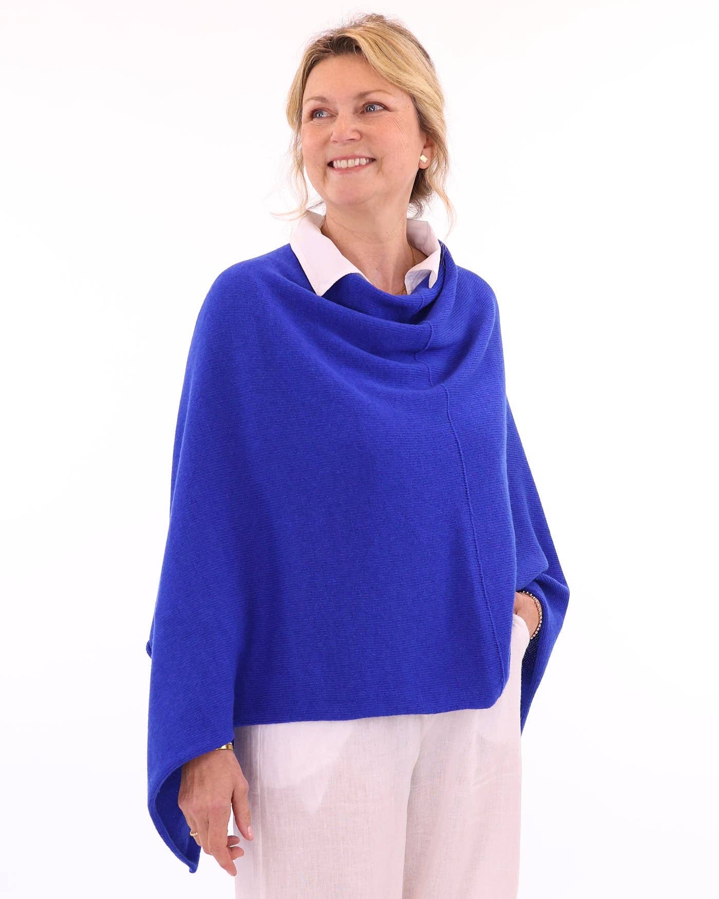 Cashmere Blend Poncho: Vintage Rose