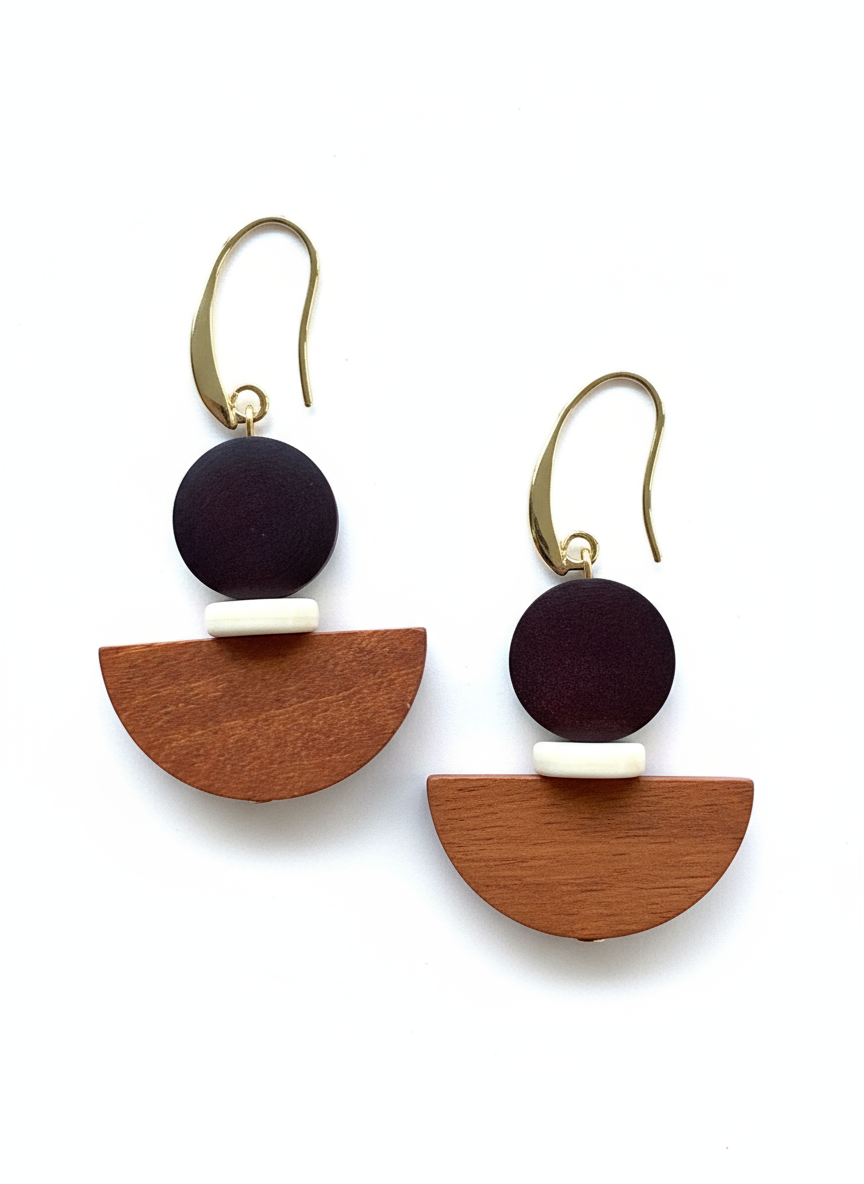 BDLE07
- Chocolate Orange Wooden drop earrings