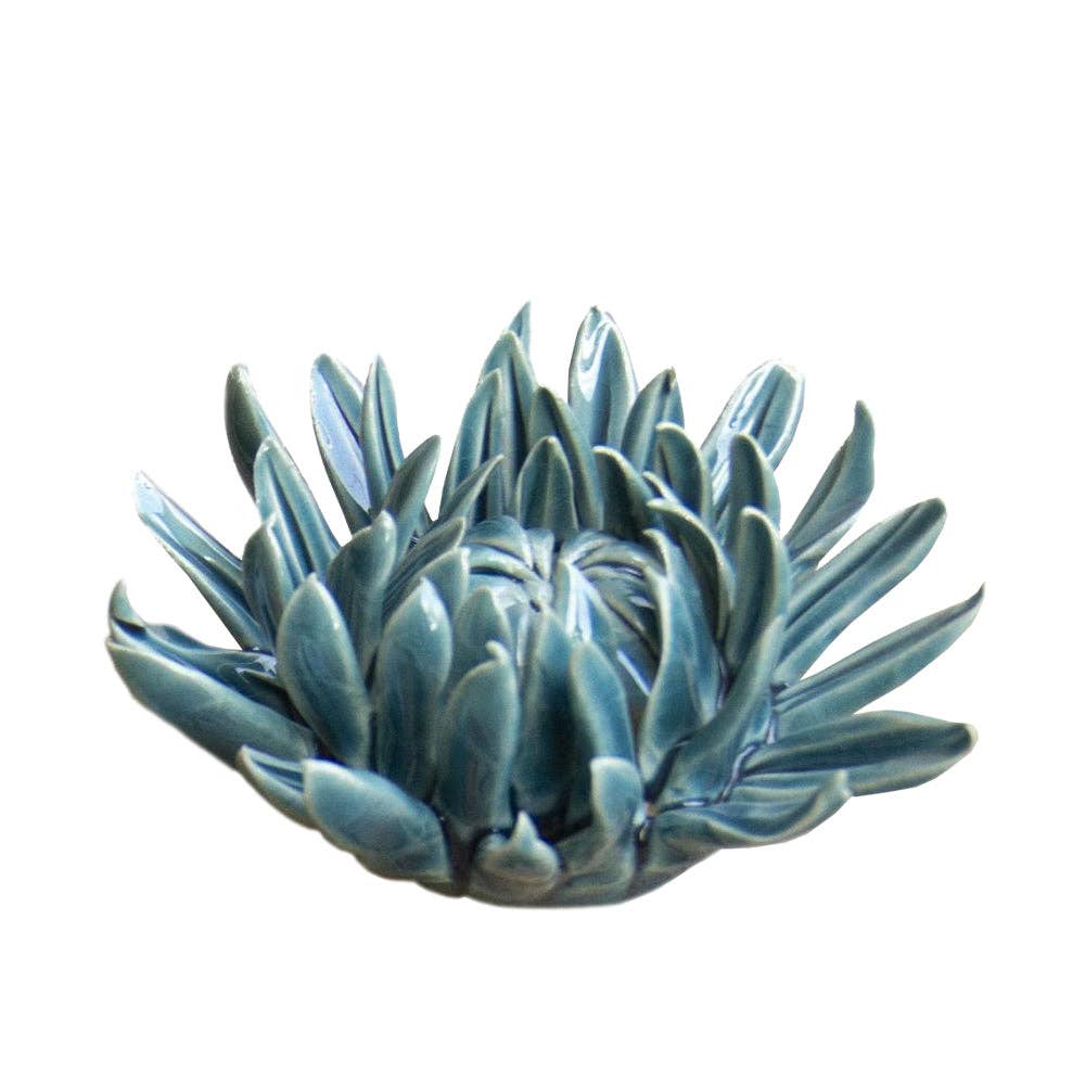 Ceramic Flower Mum Teal 11