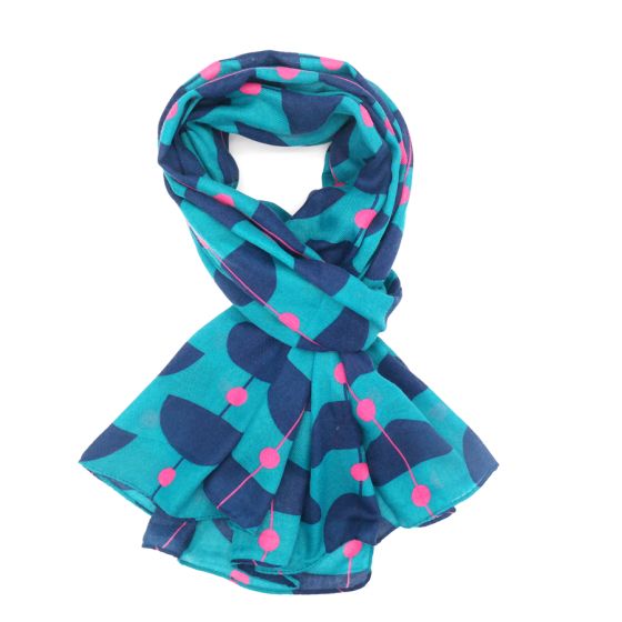 Teal Retro Shapes Scarf | The Nancy Smillie Shop - Art, Jewellery & Designer Gifts Glasgow Scotland