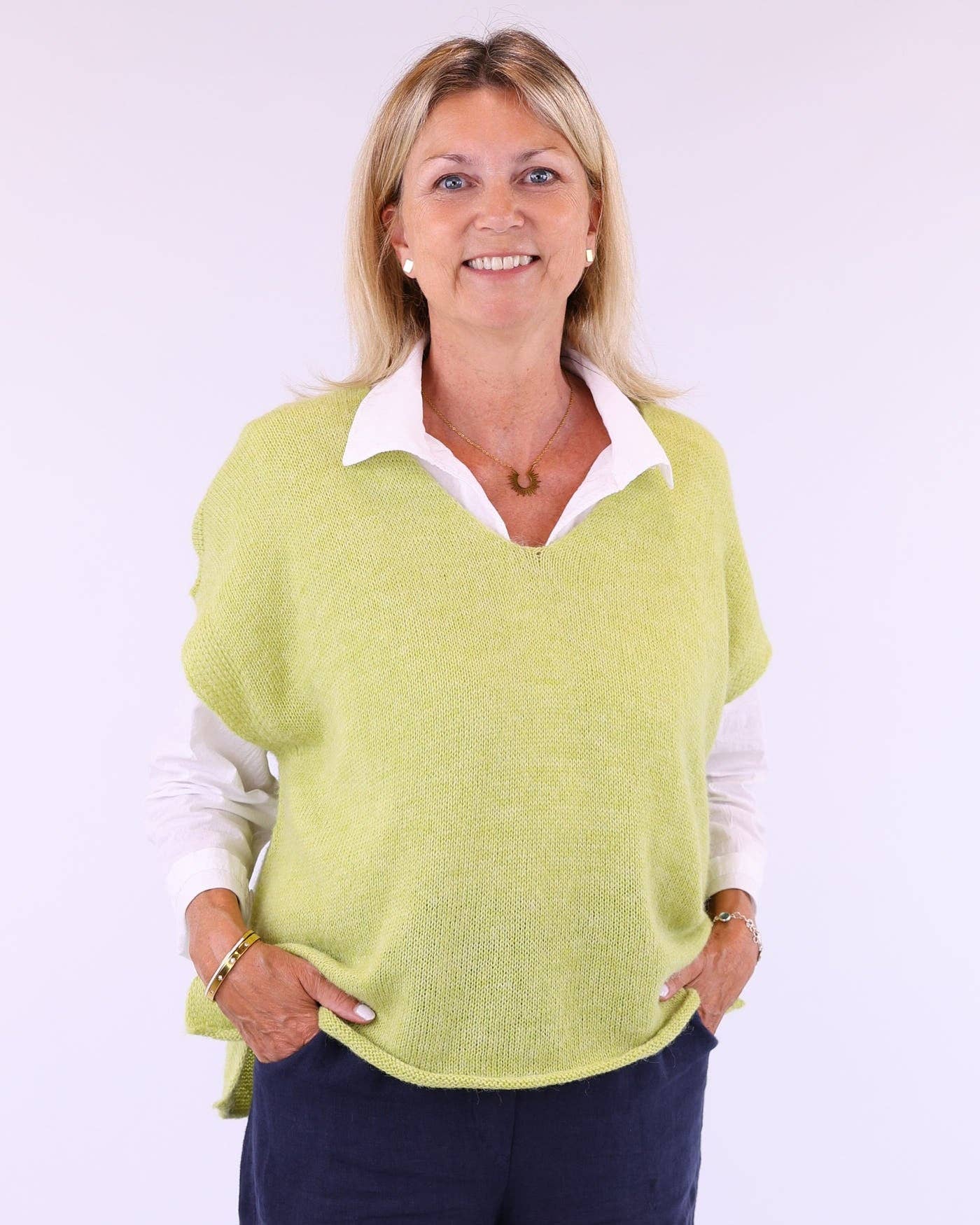 Alpaca Blend V Neck Tunic: Soft Moss
