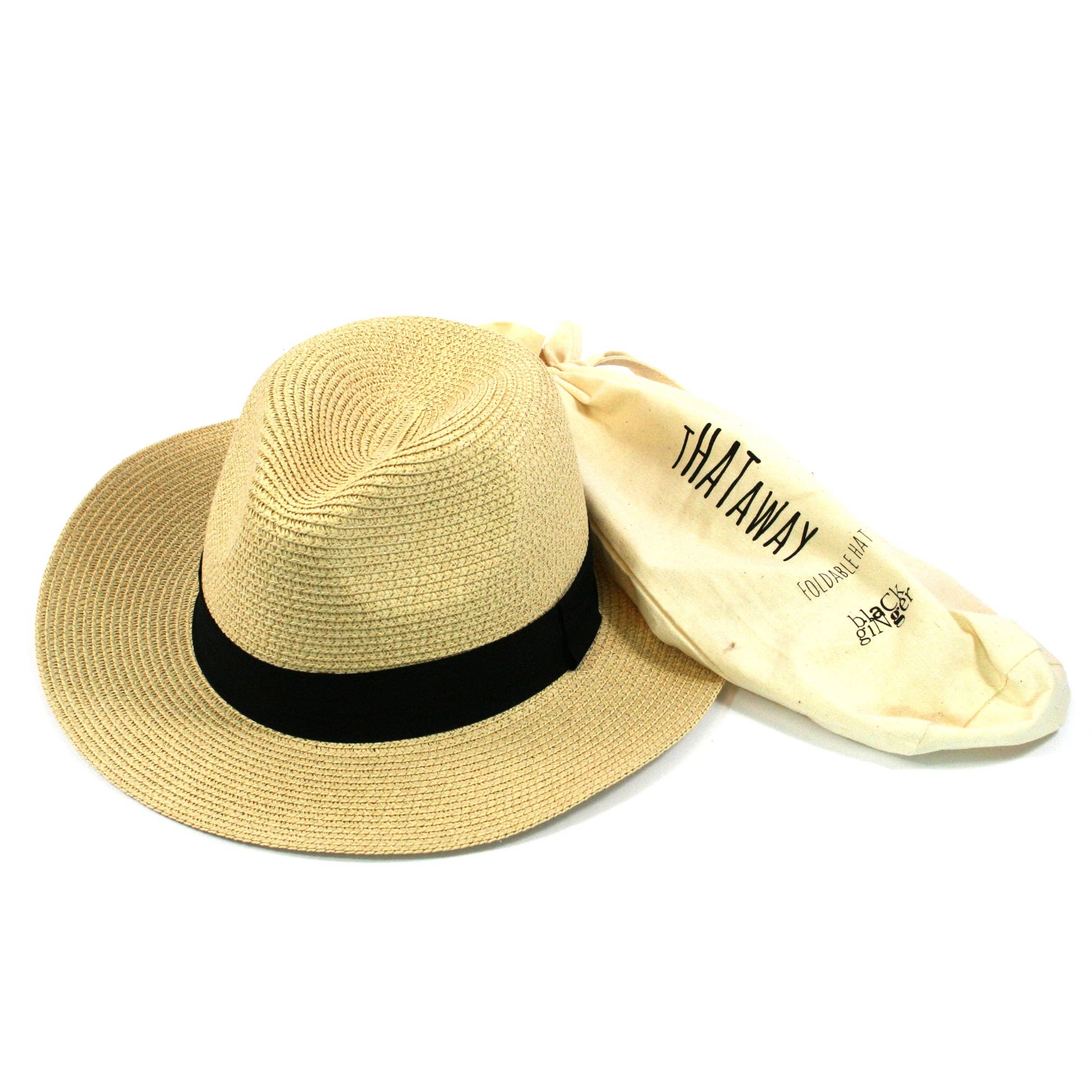 Panama Style Foldable Sun Hat in Bag - Medium (57cm)