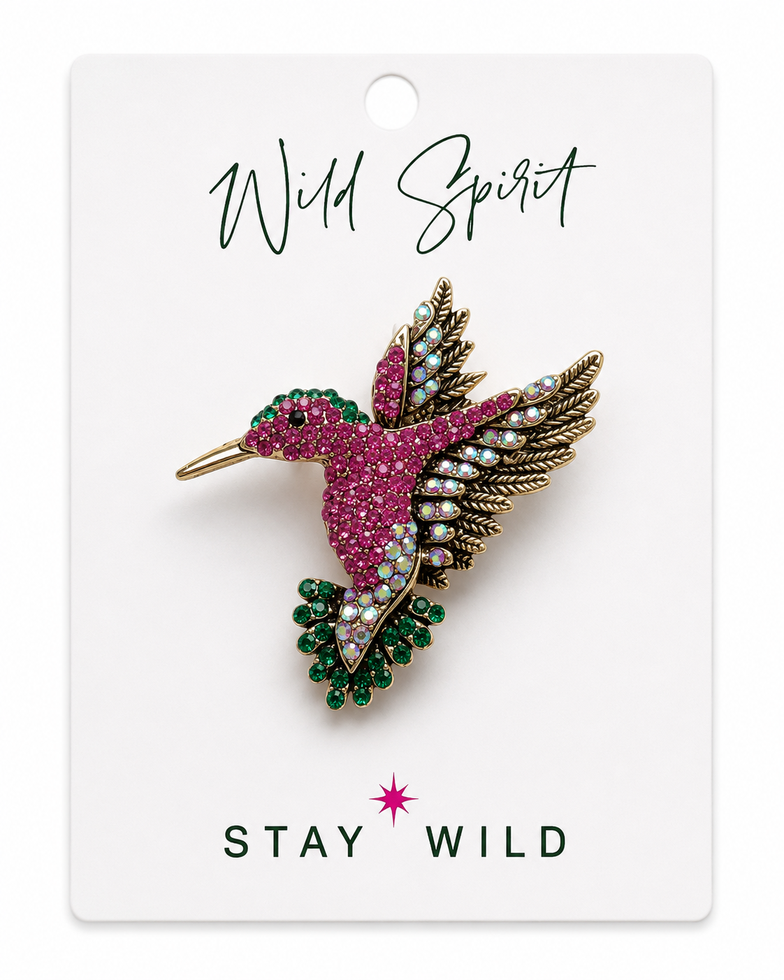 Pink Hummingbird Brooch