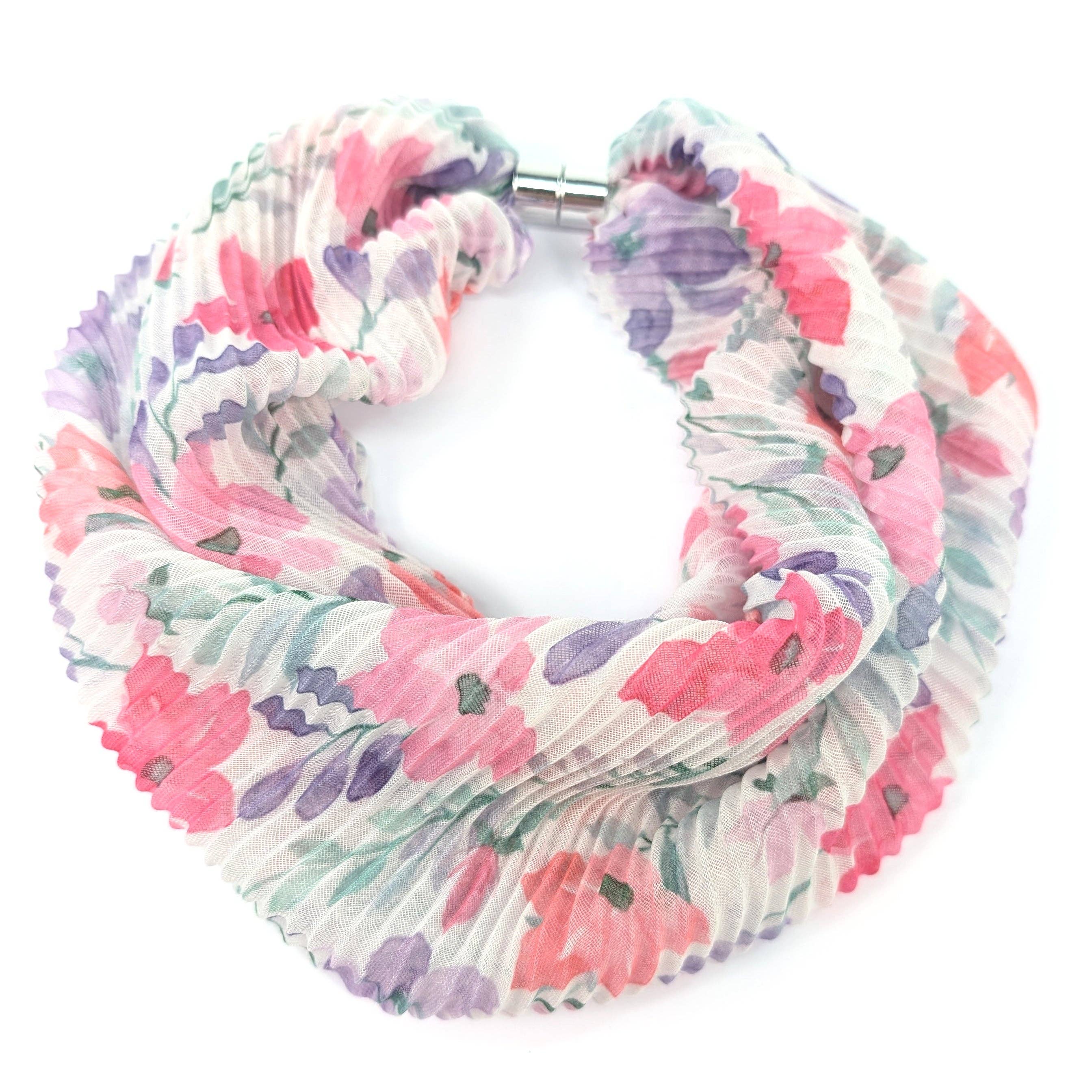 Pastel Flowers Magnetic Neck Scarf - Exclusive Design