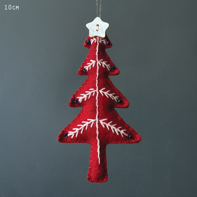 Red Tree Hanging Embroidered