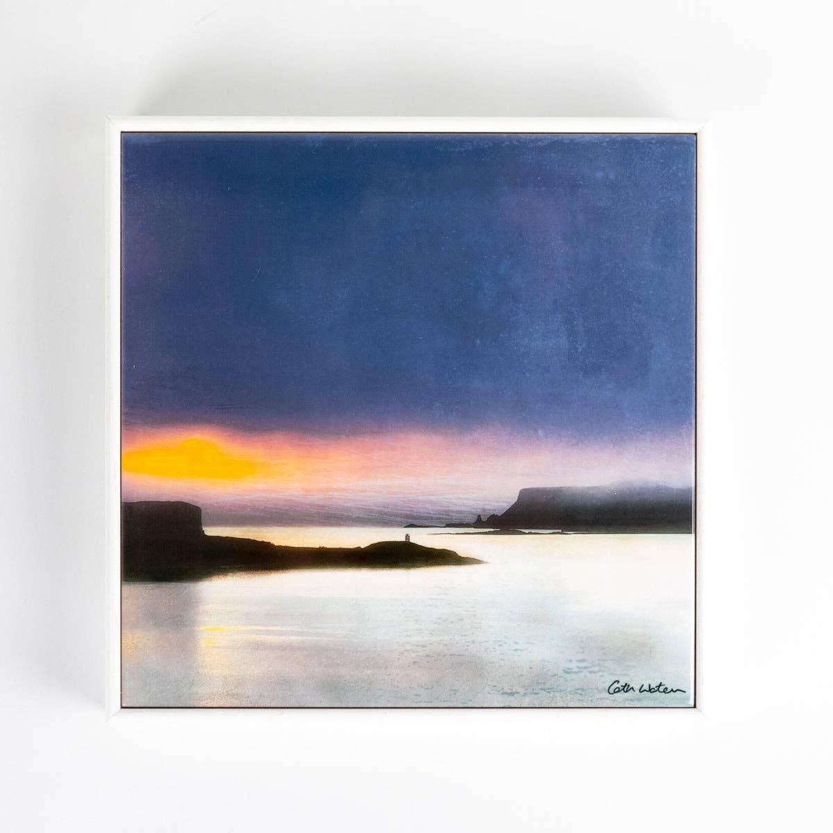 Ardtreck Lighthouse Skye Wood Framed ceramic art print