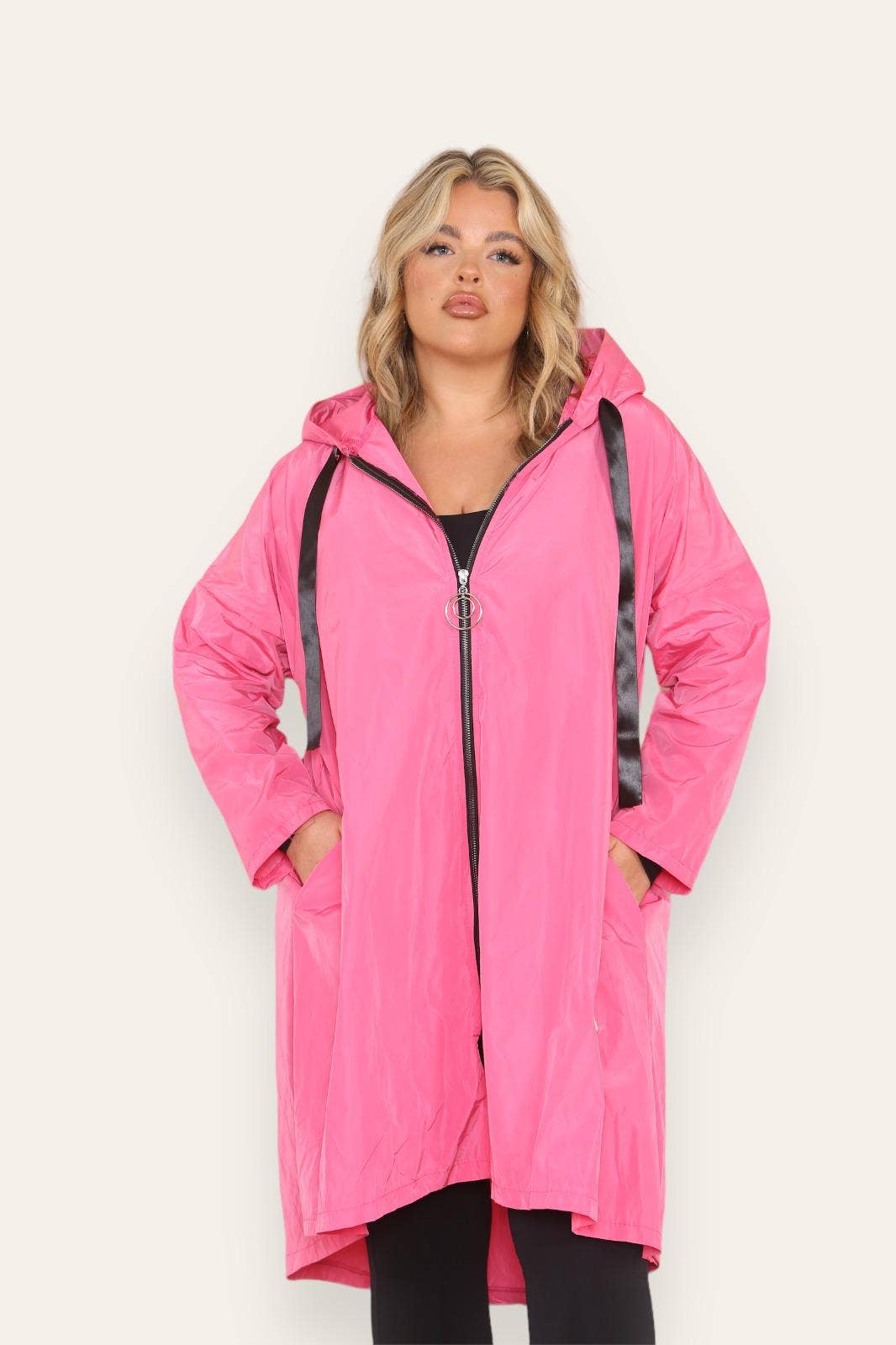 Oversized Hooded Rain Mac: Silver Grey / One Size To UK 16-24