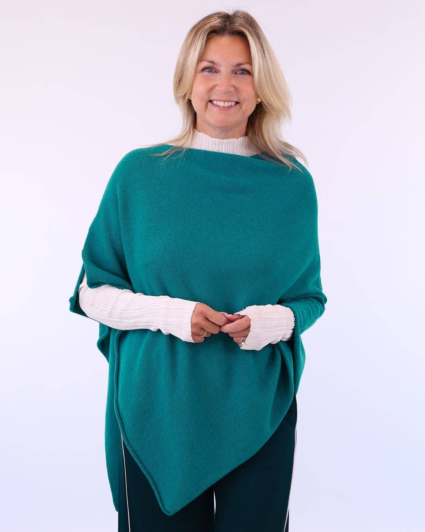 Cashmere Blend Poncho: Denim Blue