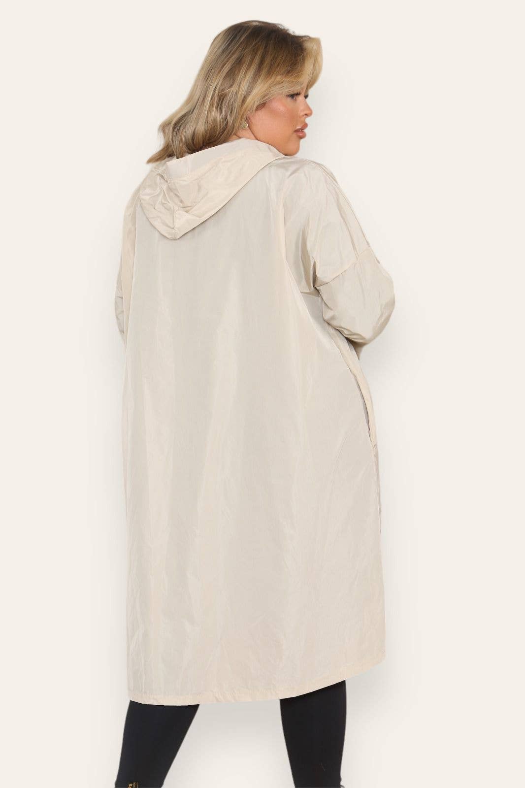Oversized Hooded Rain Mac: Silver Grey / One Size To UK 16-24
