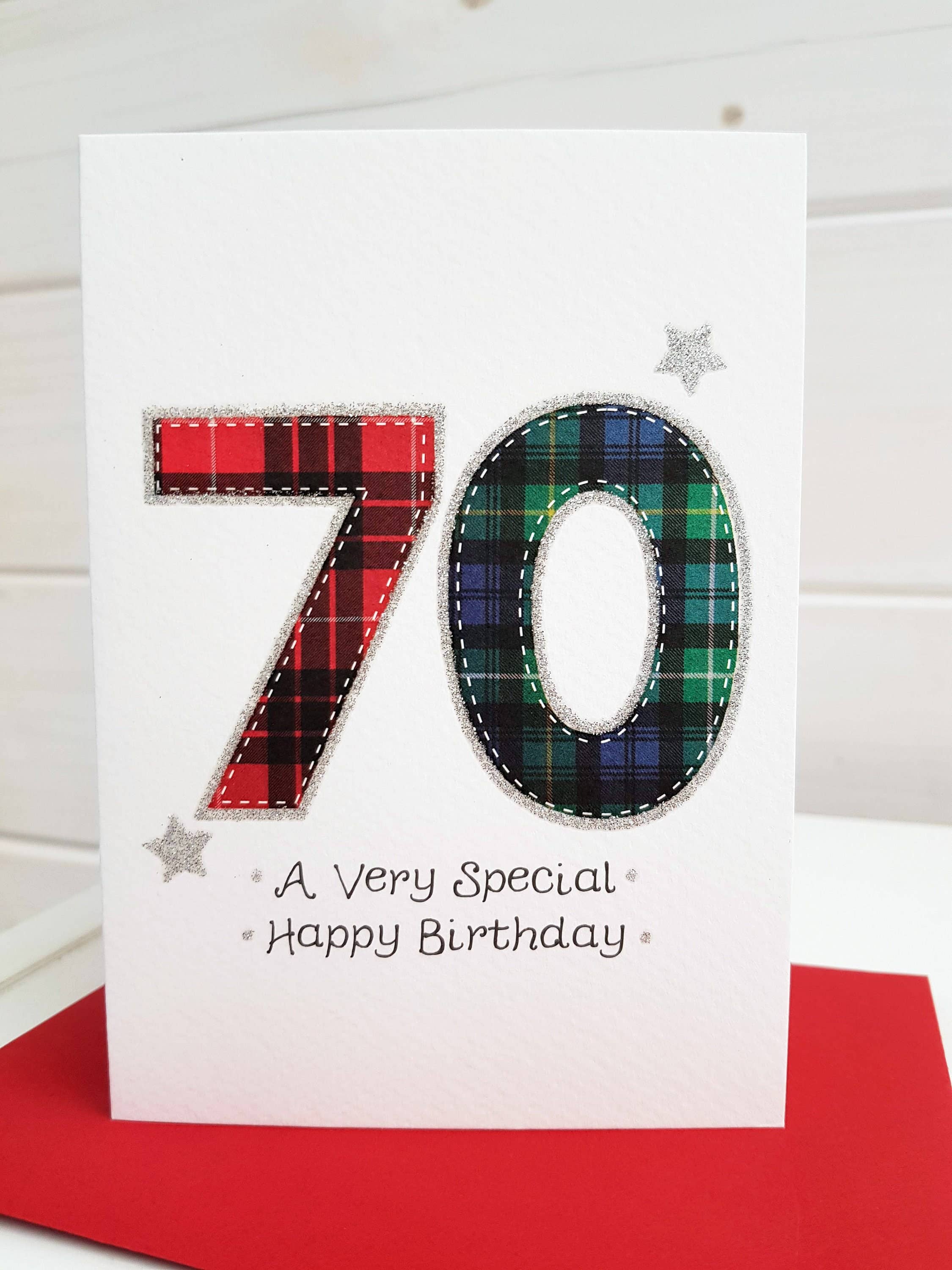 Tartan Number 70 Birthday Card