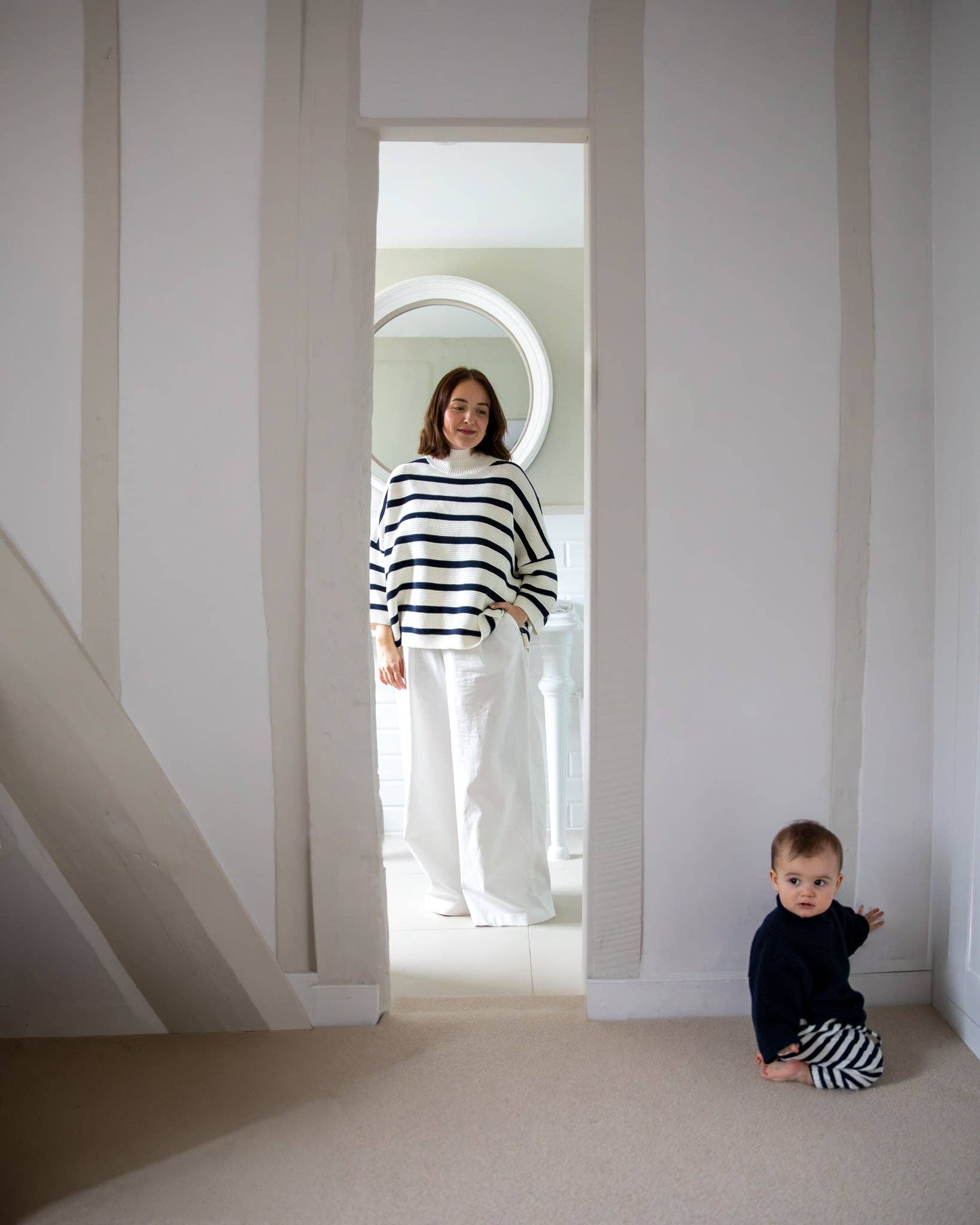 Vicki Jumper | Stripe | Navy/Ivory