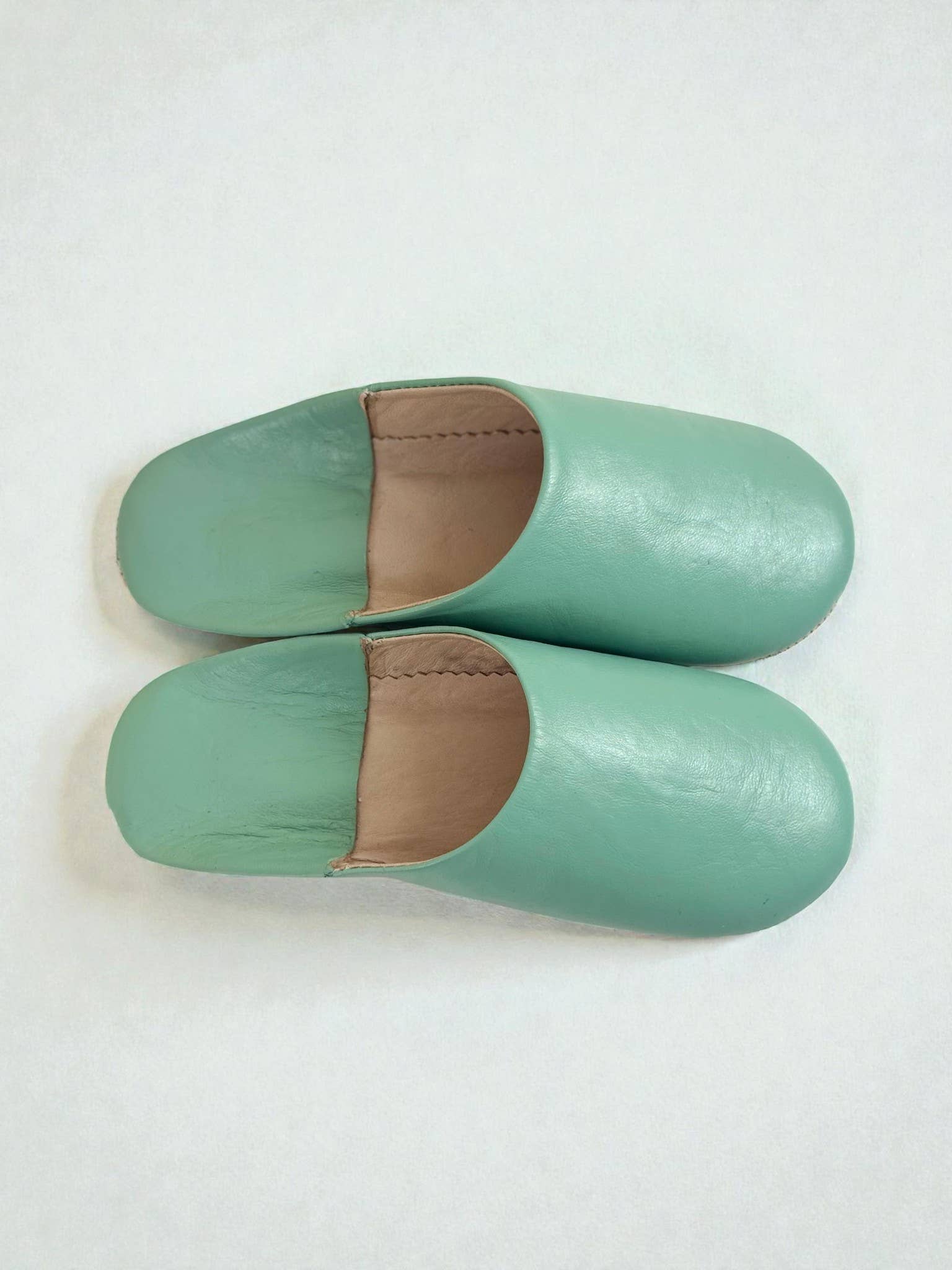 Handmade Moroccan Leather Slippers: Mint Green / UK 5 / US 6.5 / EU 38