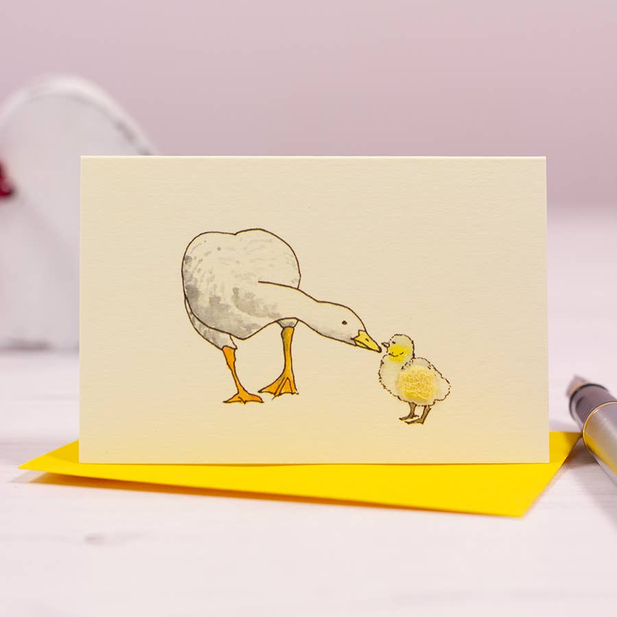 Goose & Gosling mini card | wool detail | New Baby & Easter