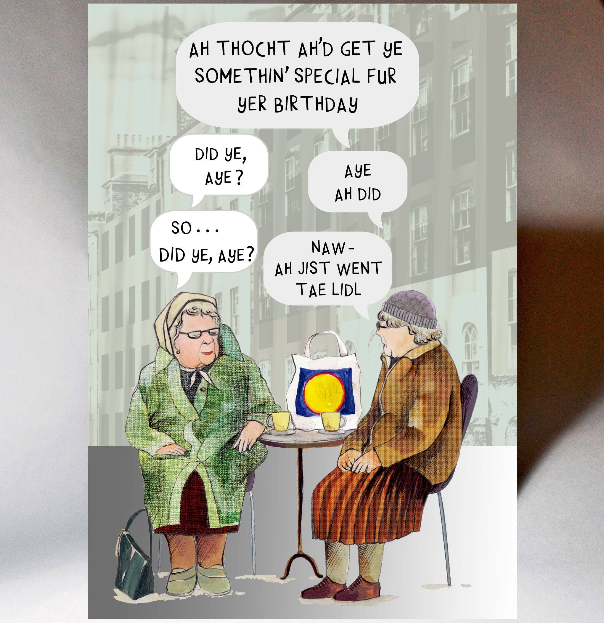 Birthday Auld Women Chatting Card