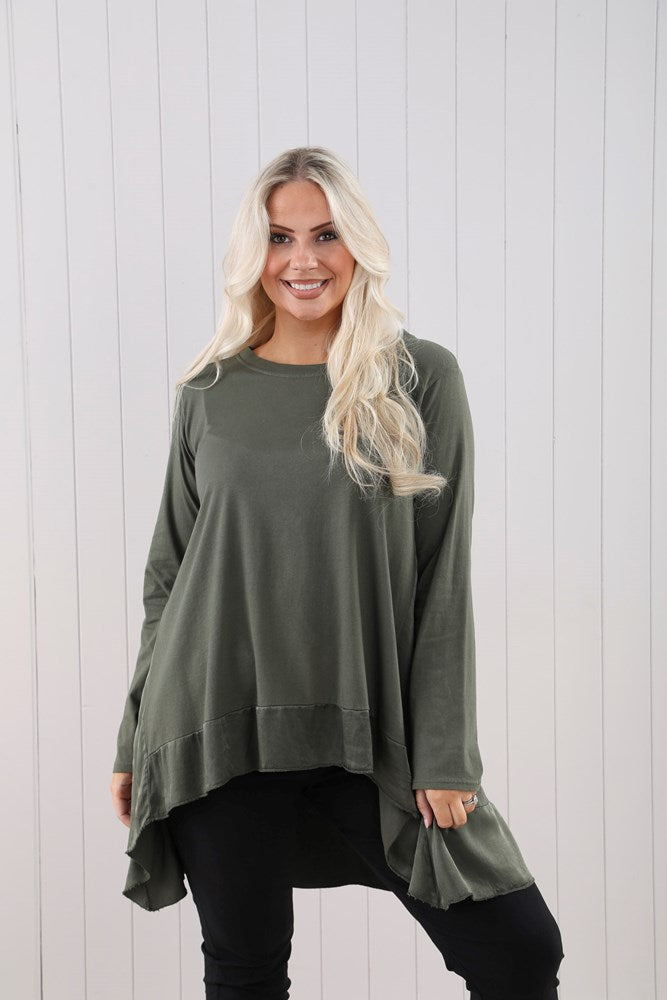 Khaki Satin Edge Top