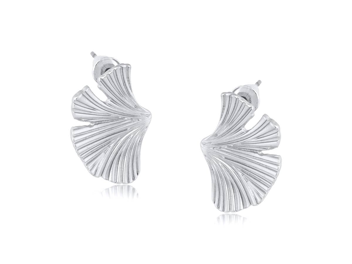 Julia Ginko Stud Earrings: SILVER