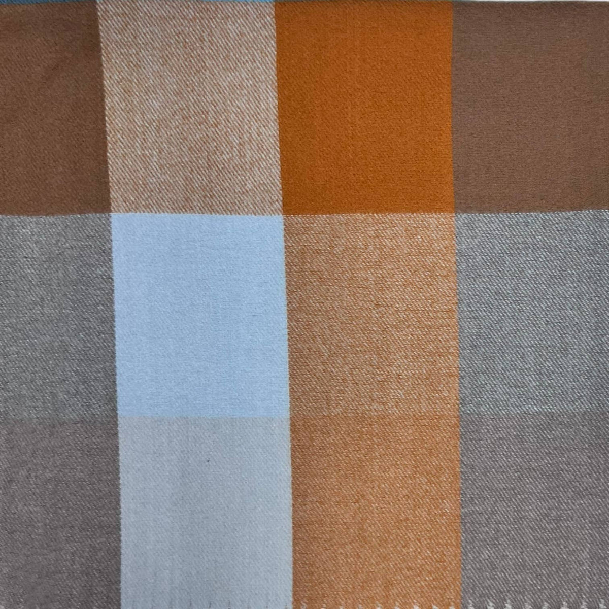 Multi coloured festive check scarf wilt tassels: Rust Orange