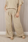 Beige Block Trousers