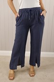 Navy tie waist trousers