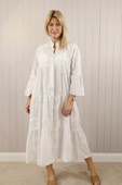 White embossed tiered dress