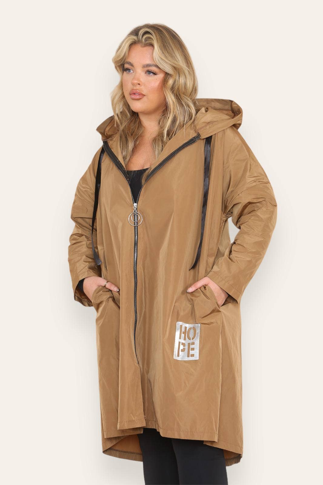 Oversized Hooded Rain Mac: Silver Grey / One Size To UK 16-24