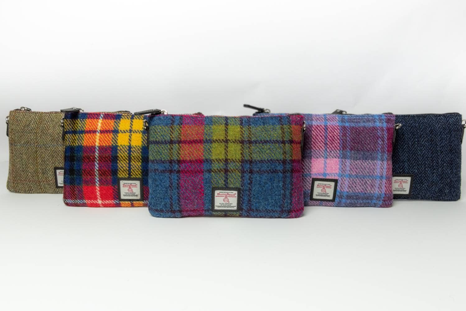 Harris Tweed Zip Purse Bag Blue Pink Check