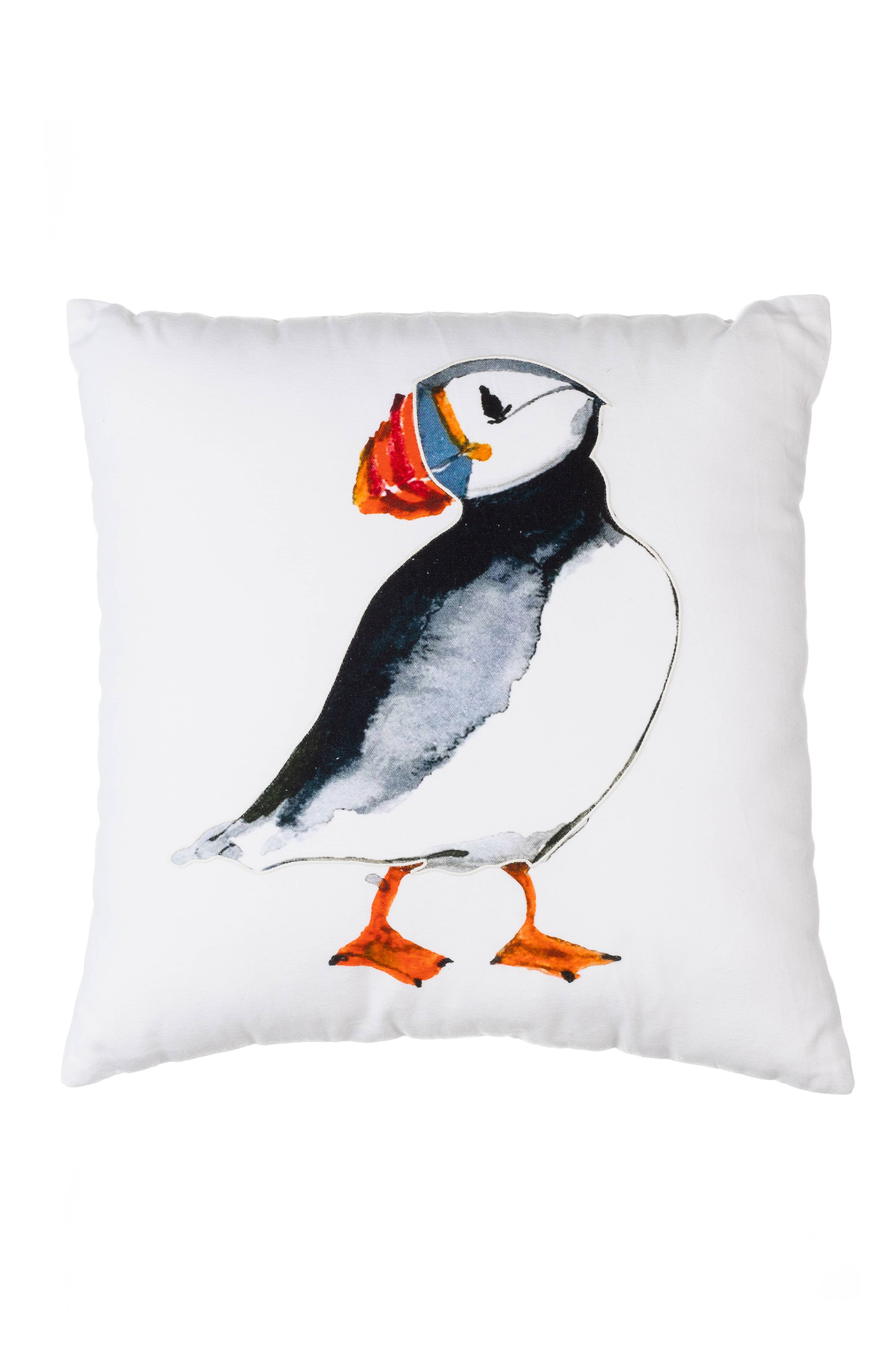 Single Puffin Ivory Cushion