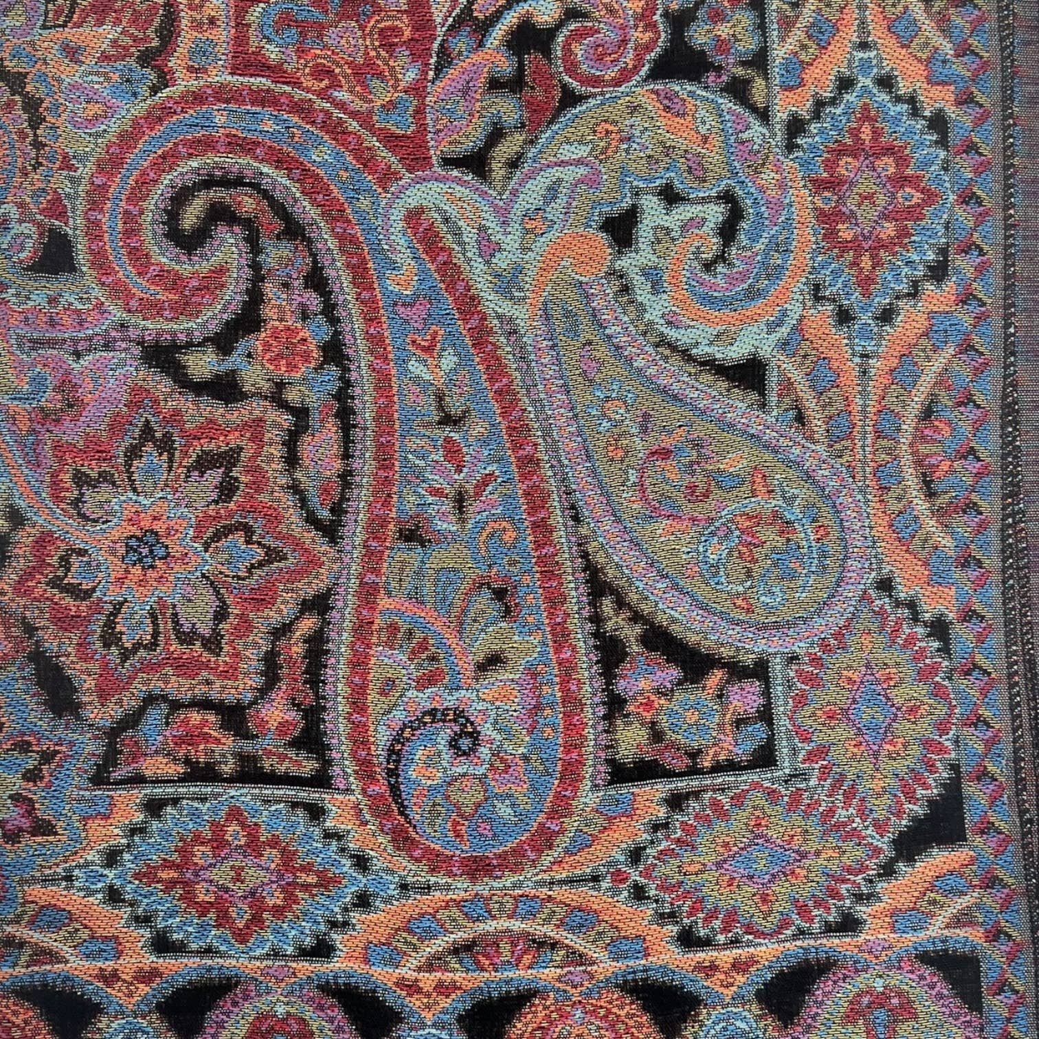 Premium pashmina with paisley print: Black Multi | The Nancy Smillie Shop - Art, Jewellery & Designer Gifts Glasgow Scotland