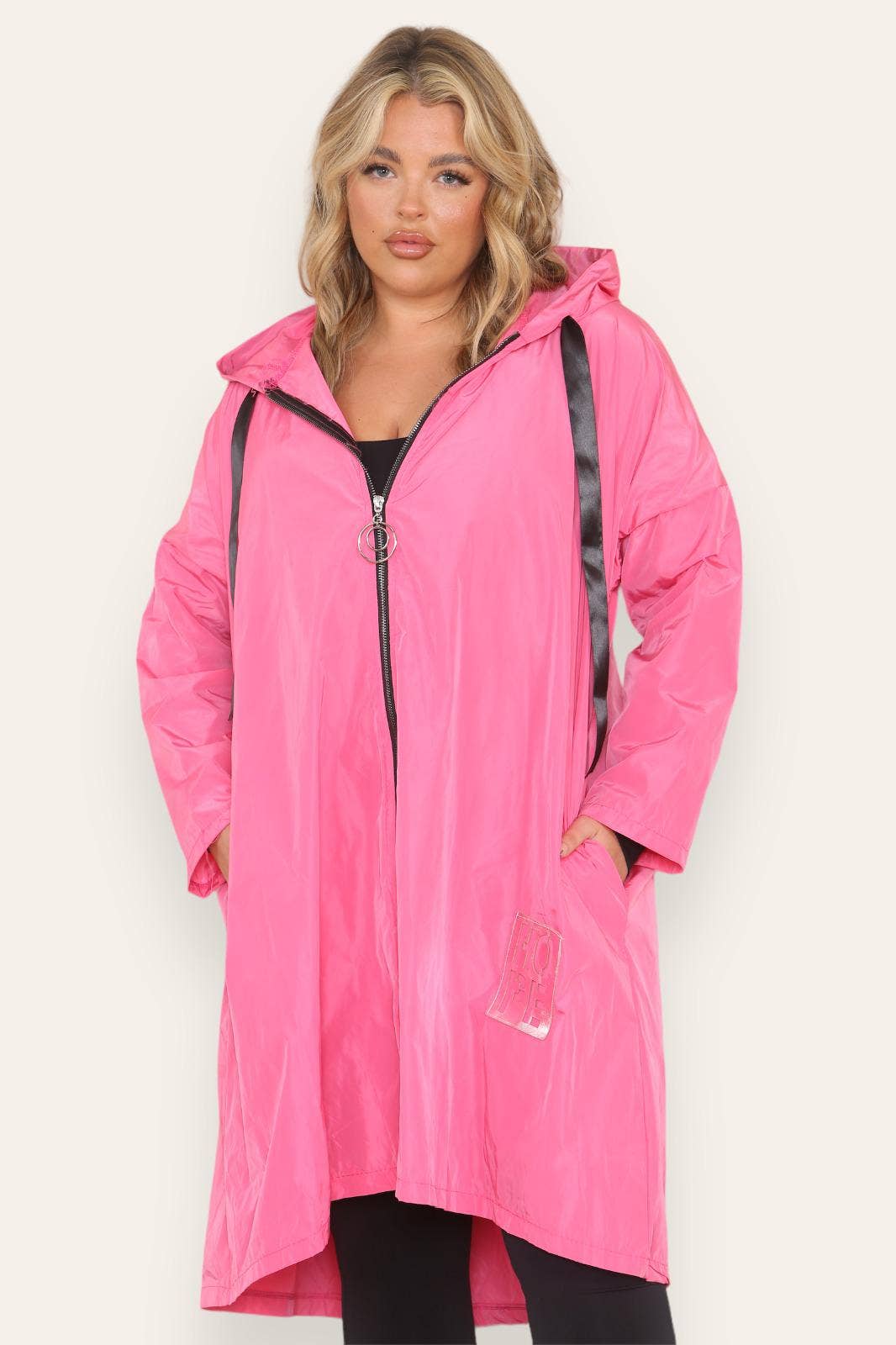 Oversized Hooded Rain Mac: Silver Grey / One Size To UK 16-24