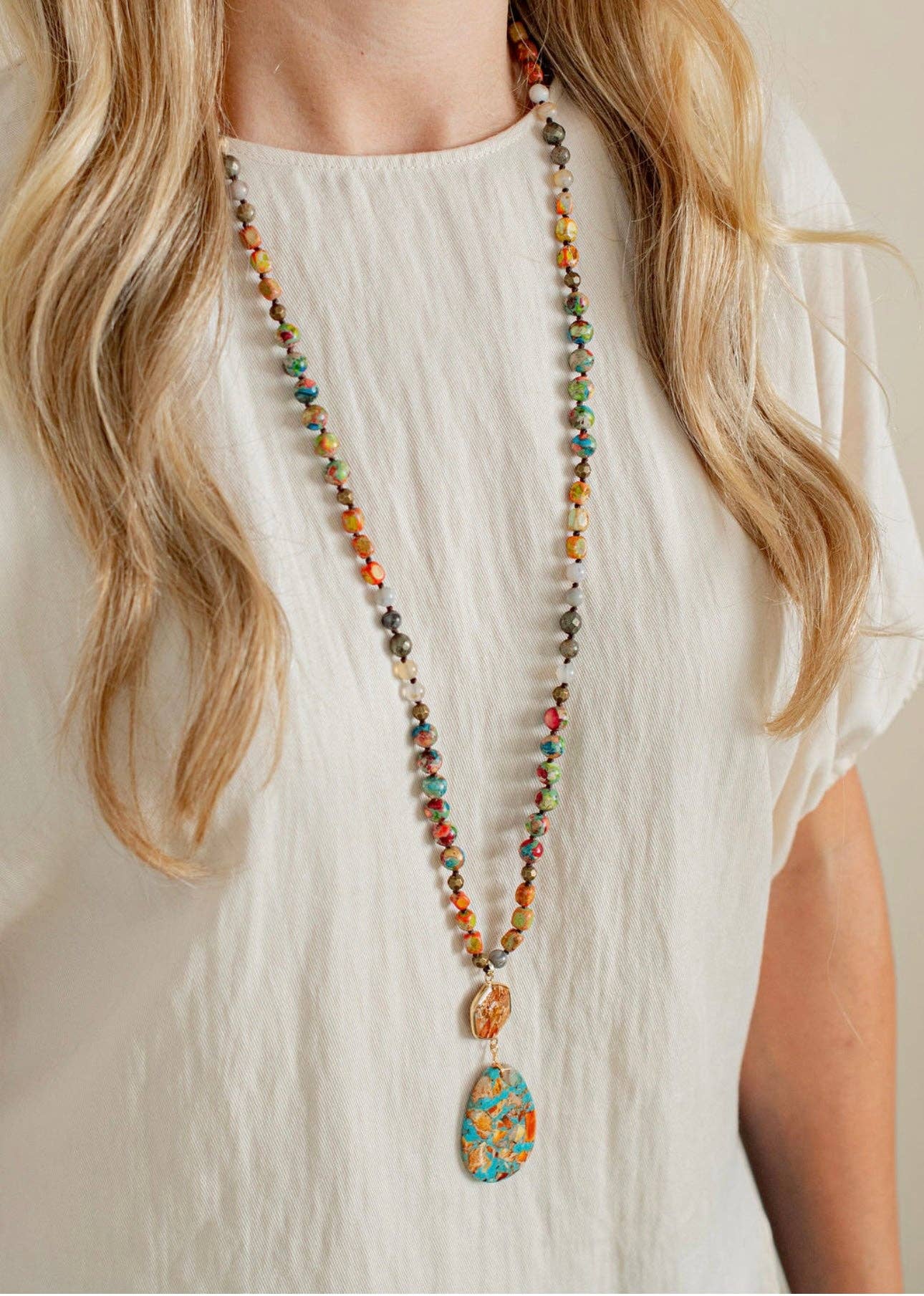 Orange Jasper Long Necklace