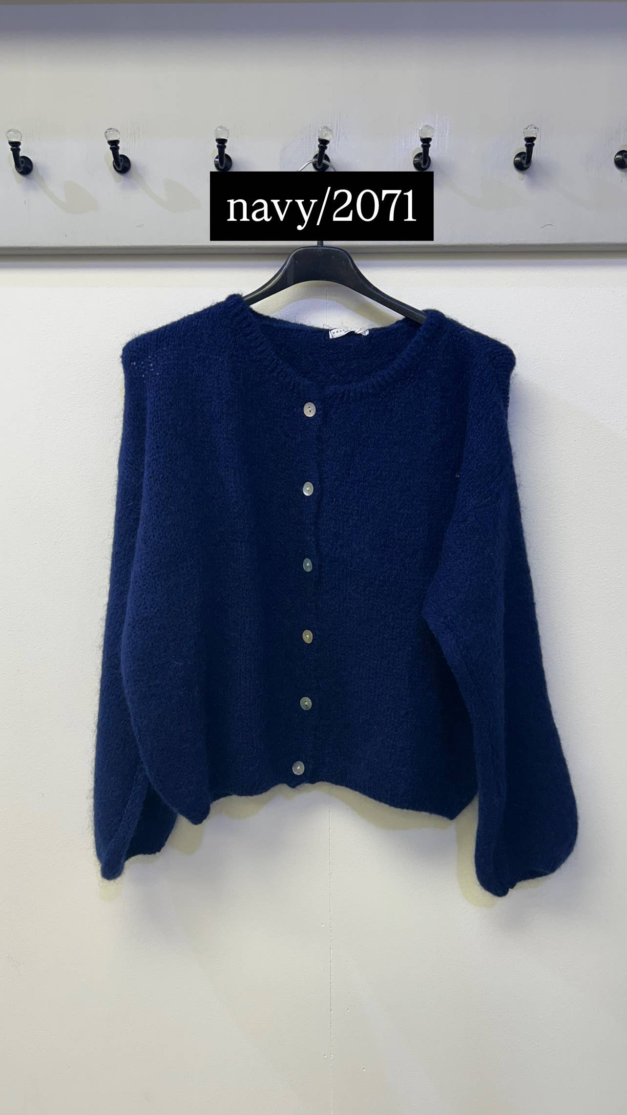 Button Through Mohair Cardigan: Navy / One Size: UK8 - UK14/16