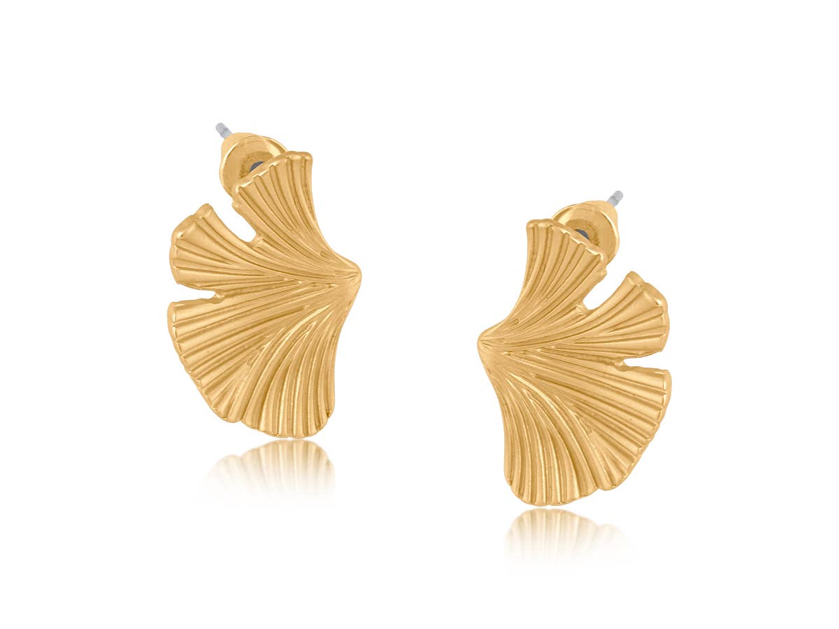 Julia Ginko Stud Earrings: GOLD