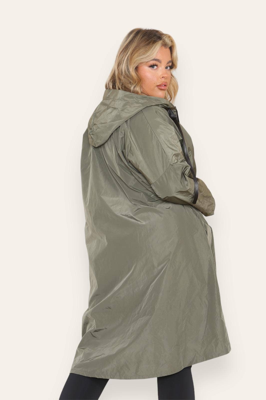 Oversized Hooded Rain Mac: Silver Grey / One Size To UK 16-24