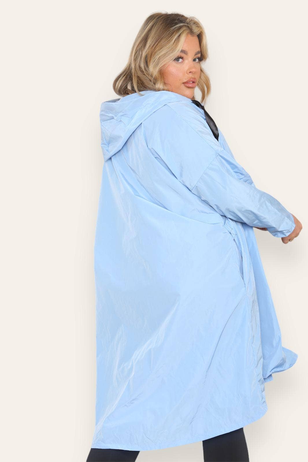 Oversized Hooded Rain Mac: Silver Grey / One Size To UK 16-24