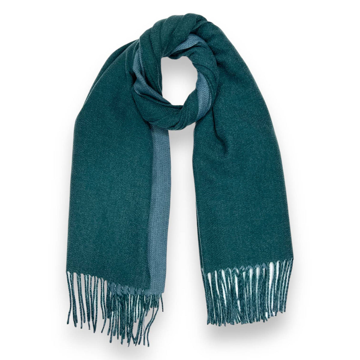 Reversible two tone coloured plain cashmere blend scarf: Oatmeal