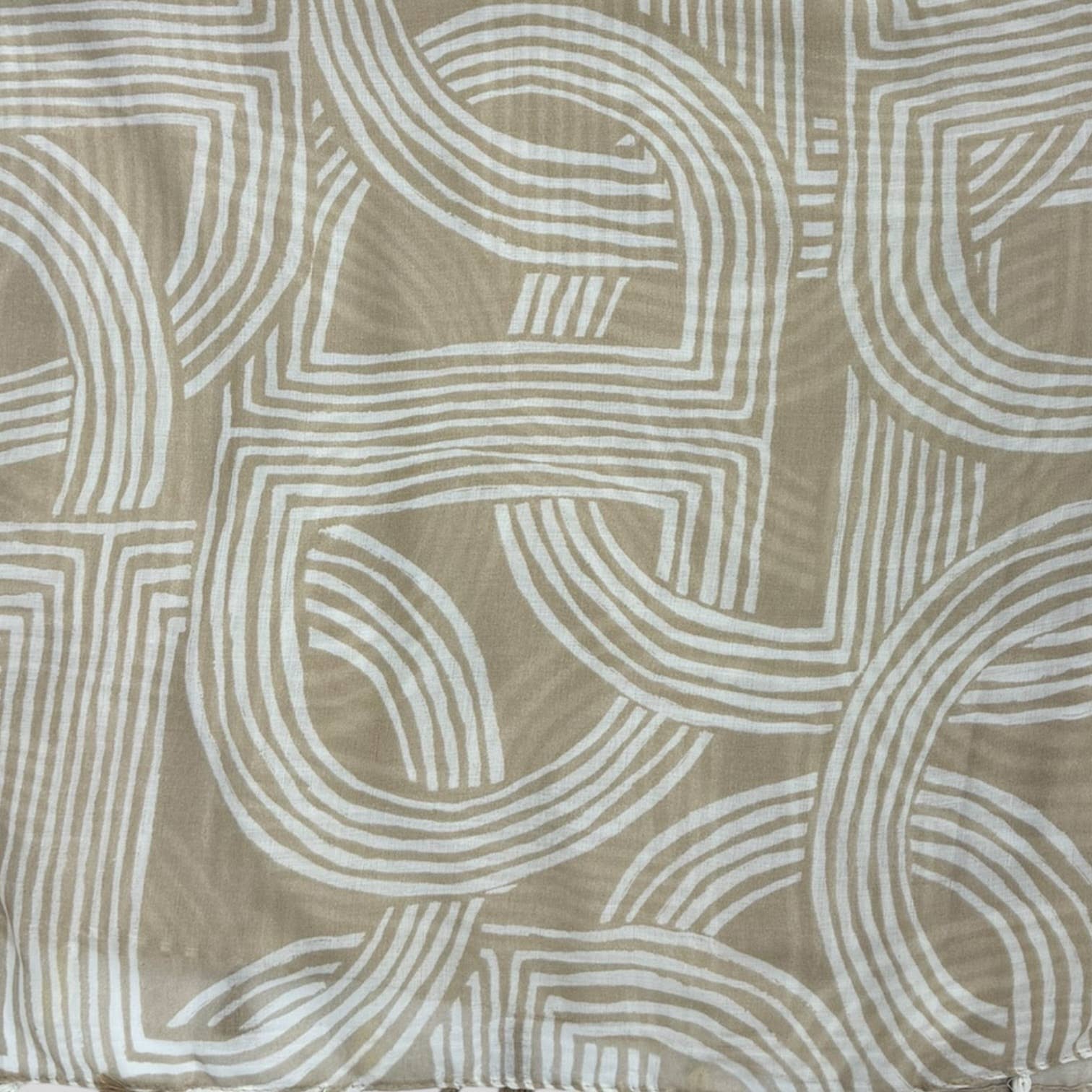 Abstract Line Print Tassel Scarf: Sage
