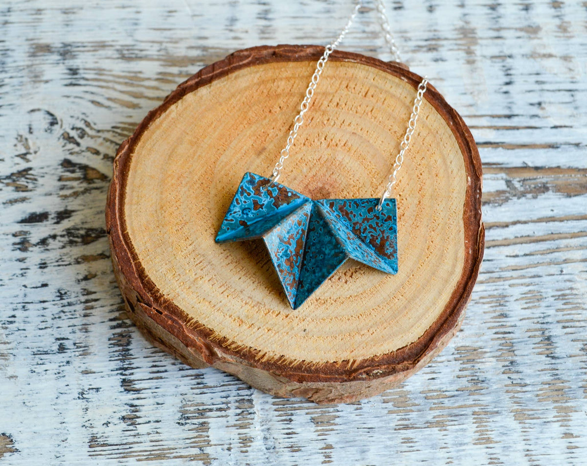 Folded copper origami Necklace: Small